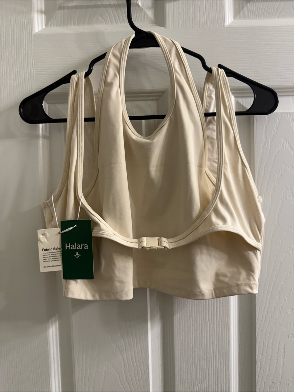 HALARA Cream Racerback Front-Closure Sports Bra